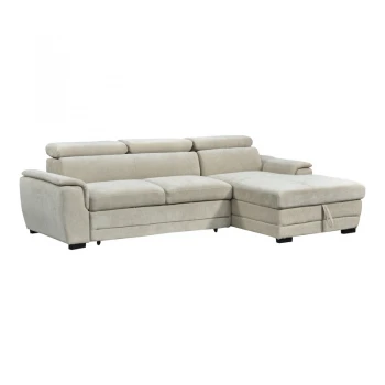 Dreamora left corner pakoworld corner sofa bed with storage space beige fabric 270x167x82cm