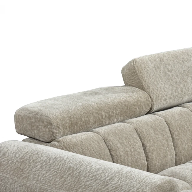 Γωνιακός καναπές-κρεβάτι αριστερή γωνία Nuvora pakoworld με αποθηκευτικό χώρο μπεζ ύφασμα 244x225x79εκ