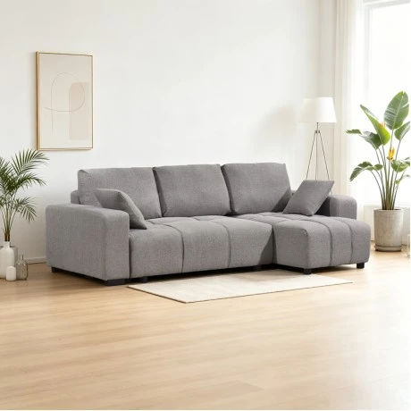 Corner sofa bed reversible corner Belda pakoworld with storage space grey fabric 246x138x82cm