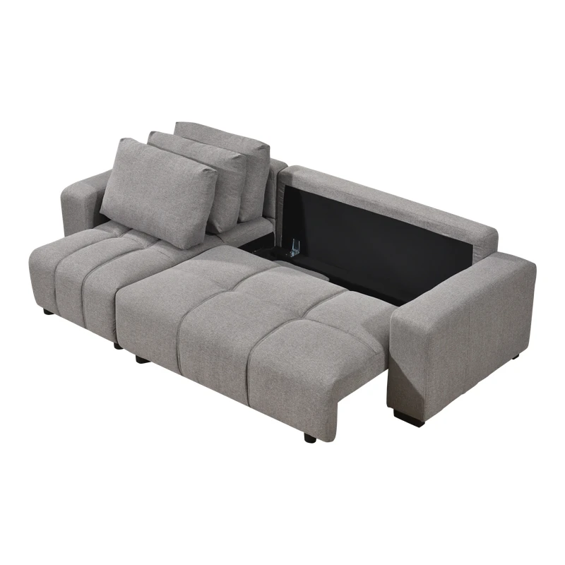 Corner sofa bed reversible corner Belda pakoworld with storage space grey fabric 246x138x82cm