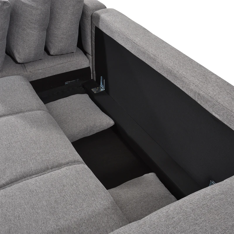 Corner sofa bed reversible corner Belda pakoworld with storage space grey fabric 246x138x82cm