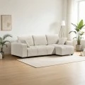 Corner sofa bed reversible corner Belda pakoworld with storage space cream fabric 246x138x82cm