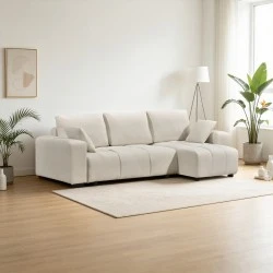 Corner sofa bed reversible corner Belda pakoworld with storage space cream fabric 246x138x82cm
