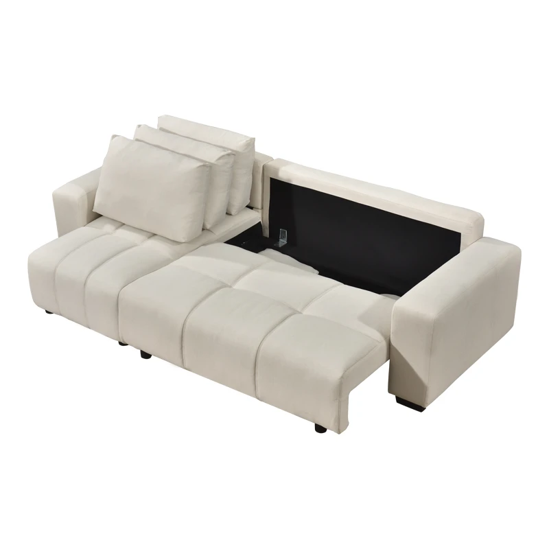 Corner sofa bed reversible corner Belda pakoworld with storage space cream fabric 246x138x82cm