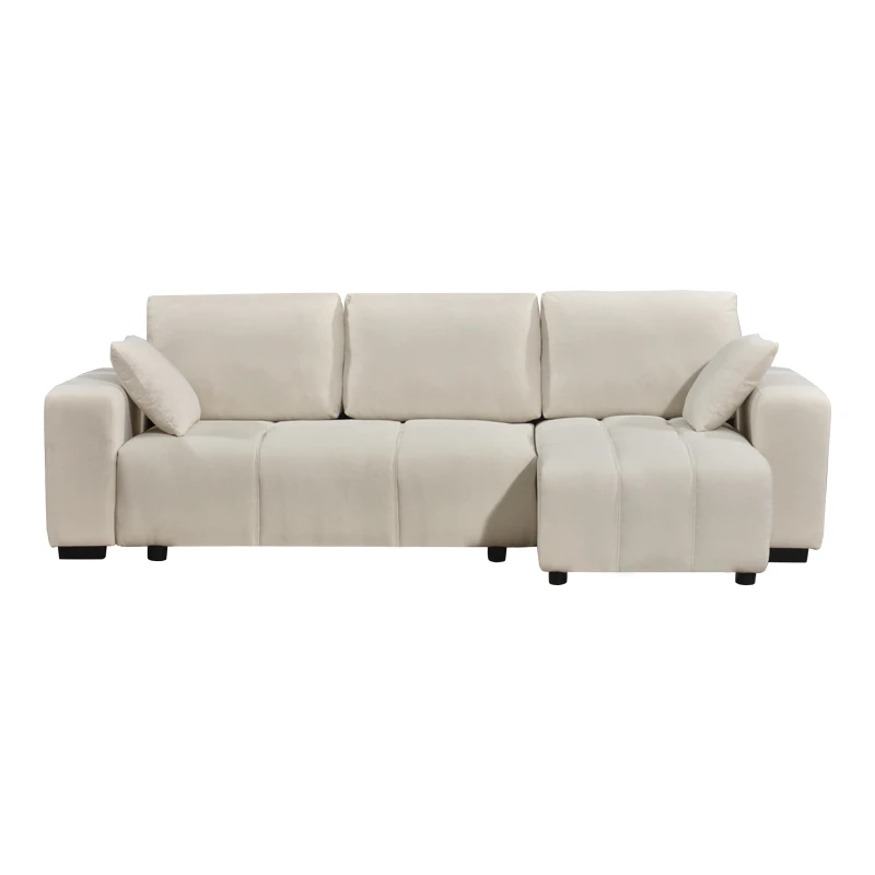 Corner sofa bed reversible corner Belda pakoworld with storage space cream fabric 246x138x82cm