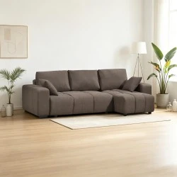 Corner sofa bed reversible corner Belda pakoworld with storage space dark brown fabric 246x138x82cm