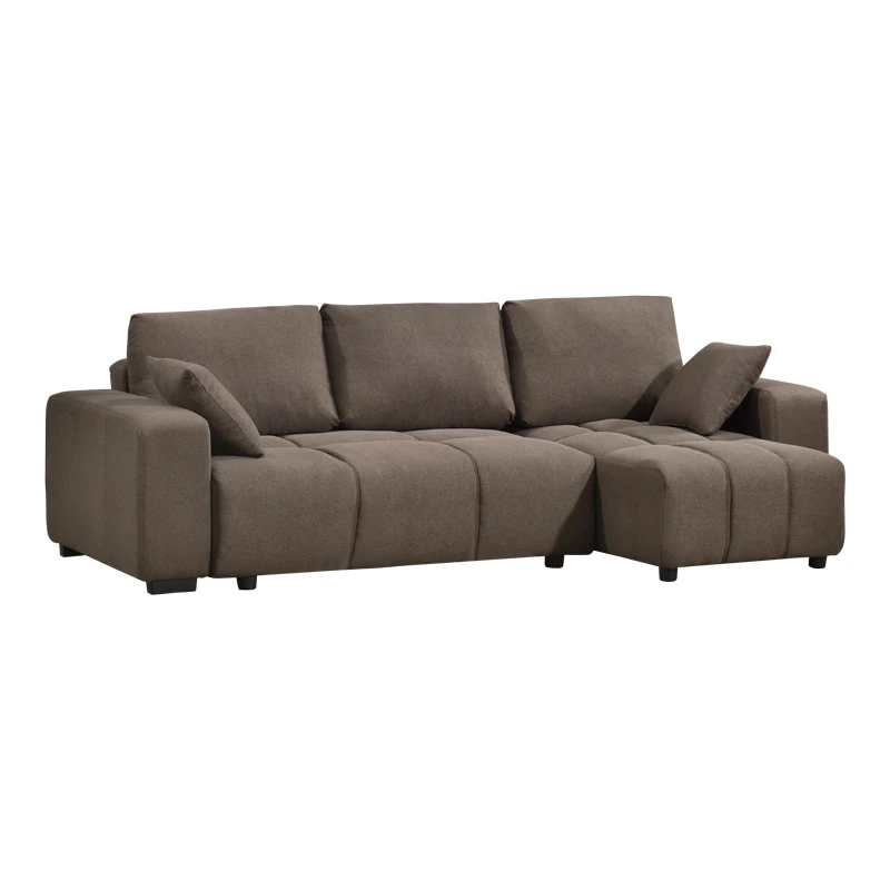Corner sofa bed reversible corner Belda pakoworld with storage space dark brown fabric 246x138x82cm