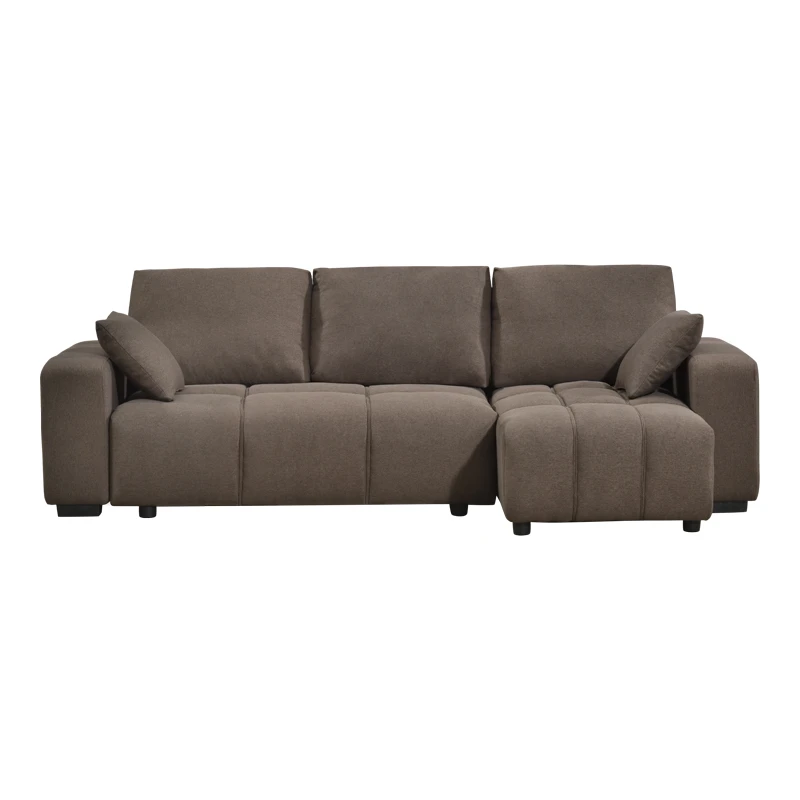 Corner sofa bed reversible corner Belda pakoworld with storage space dark brown fabric 246x138x82cm