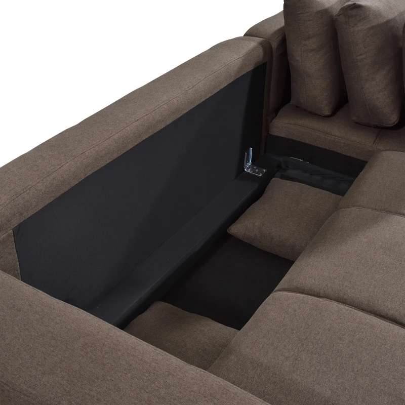 Corner sofa bed reversible corner Belda pakoworld with storage space dark brown fabric 246x138x82cm