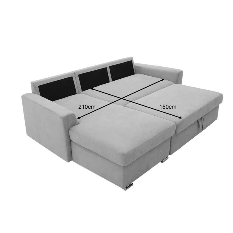 Belle pakoworld corner reversible sofa bed ecru fabric 236x164x88cm