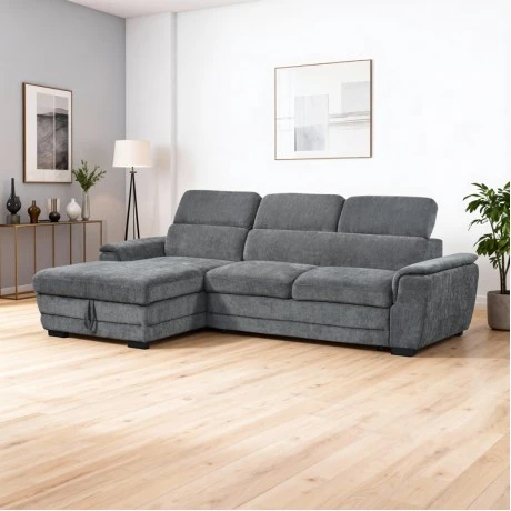 Dreamora right corner pakoworld corner sofa bed with storage space black fabric 270x167x82cm