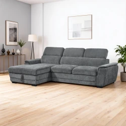 Dreamora right corner pakoworld corner sofa bed with storage space anthracite fabric 270x167x82cm