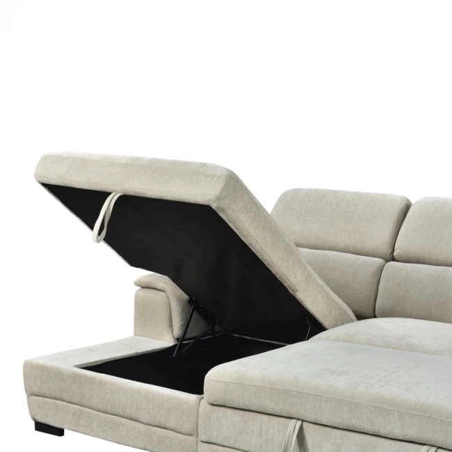 Dreamora right corner pakoworld corner sofa bed with storage space beige fabric 270x167x82cm