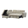Corner sofa bed right corner Nuvora pakoworld with storage space beige fabric 244x225x79cm