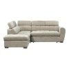 Corner sofa bed right corner Nuvora pakoworld with storage space beige fabric 244x225x79cm