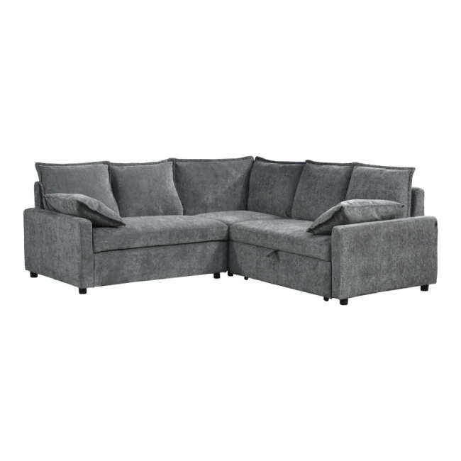 Corner sofa bed Lounivo pakoworld anthracite fabric 215x215x84cm