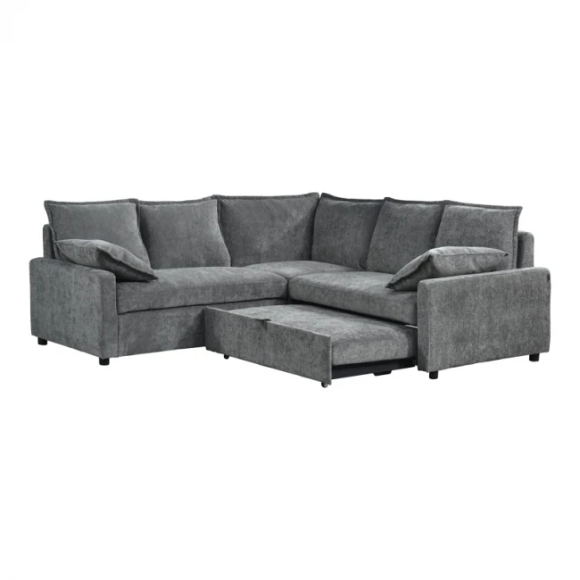 Corner sofa bed Lounivo pakoworld anthracite fabric 215x215x84cm