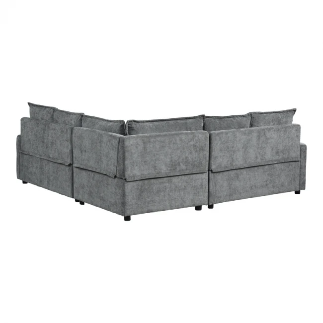 Corner sofa bed Lounivo pakoworld anthracite fabric 215x215x84cm