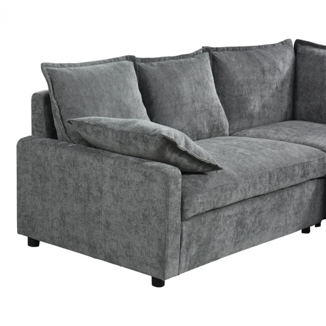 Corner sofa bed Lounivo pakoworld anthracite fabric 215x215x84cm