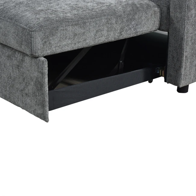 Corner sofa bed Lounivo pakoworld anthracite fabric 215x215x84cm