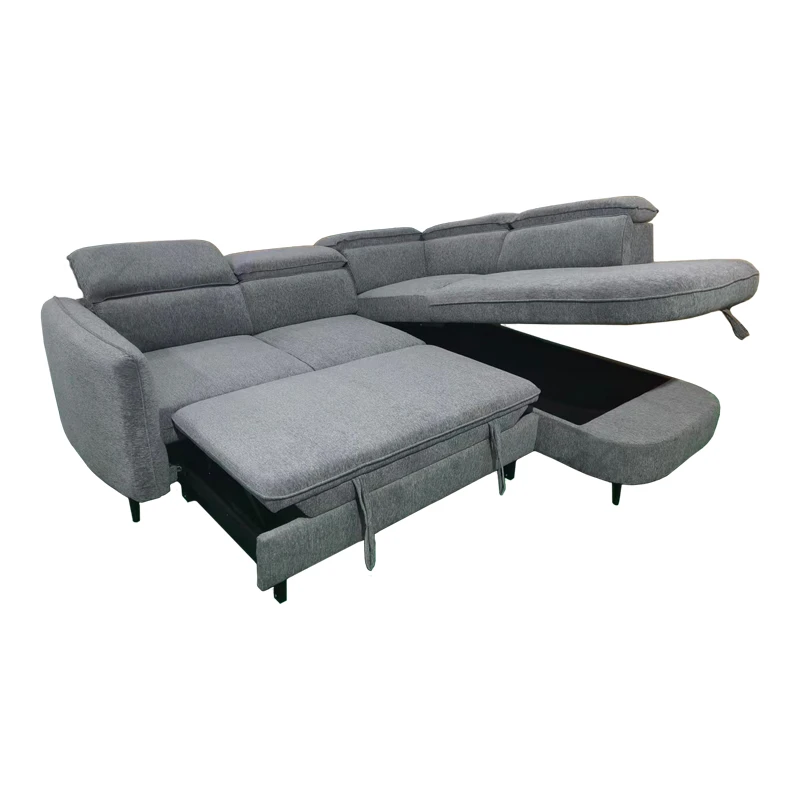 Left corner sofa-sofabed Napia pakoworld anthracite fabric 249x210x98cm