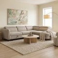 Left corner sofa-sofabed Napia pakoworld beige fabric 249x210x98cm
