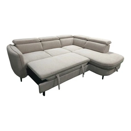 Left corner sofa-sofabed Napia pakoworld beige fabric 249x210x98cm