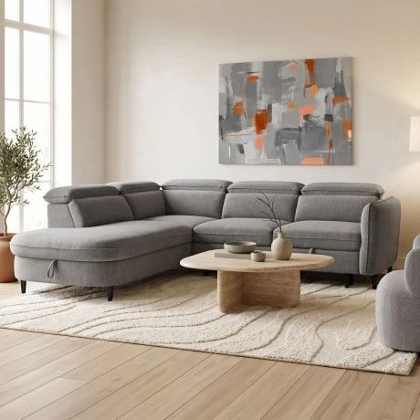 Right corner sofa-sofabed Napia pakoworld anthracite fabric 249x210x98cm
