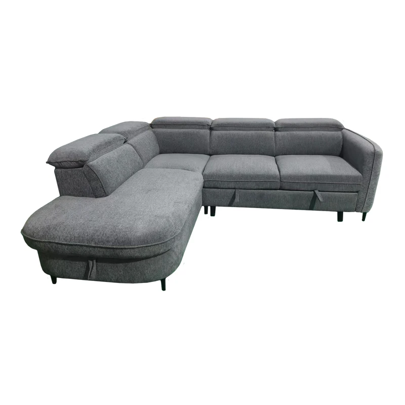 Right corner sofa-sofabed Napia pakoworld anthracite fabric 249x210x98cm