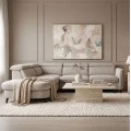 Right corner sofa-sofabed Napia pakoworld beige fabric 249x210x98cm