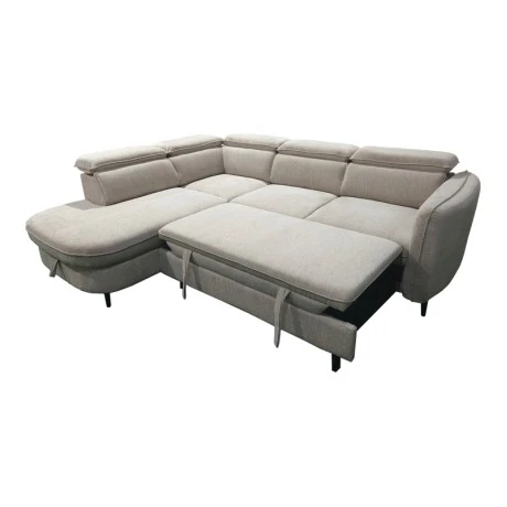 Right corner sofa-sofabed Napia pakoworld beige fabric 249x210x98cm
