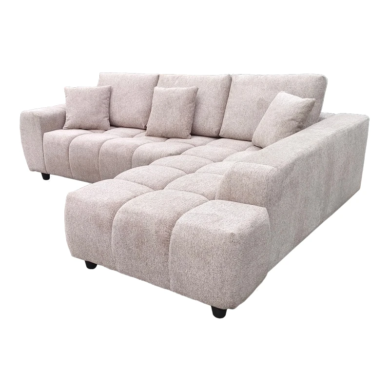 Left corner sofa Londe pakoworld grey beige fabric 273x211x92cm
