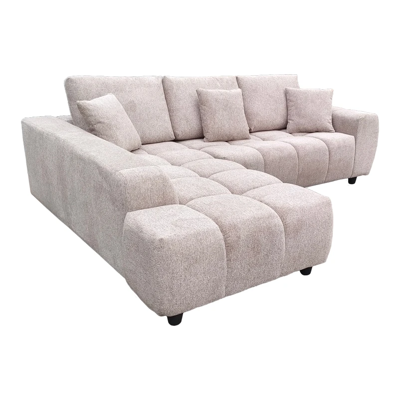 Right corner sofa Londe pakoworld grey beige fabric 273x211x92cm