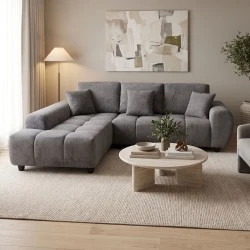 Right corner sofa Londe pakoworld grey fabric 273x211x92cm Right corner sofa Londe pakoworld grey fabric 273x211x92cm
