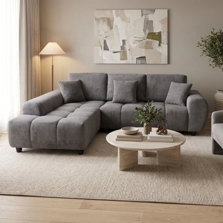 Right corner sofa Londe pakoworld grey fabric 273x211x92cm