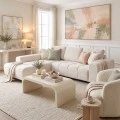 Right corner sofa Londe pakoworld beige fabric 273x211x92cm