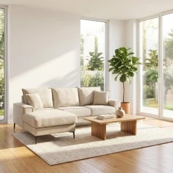 Reversible corner sofa Ravelma pakoworld beige fabric 241x168x87cm
