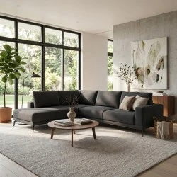Right corner sofa Selio pakoworld anthracite fabric 300x240x100cm