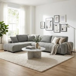 Corner sofa Vaneto pakoworld right corner grey fabric 287x208x85cm