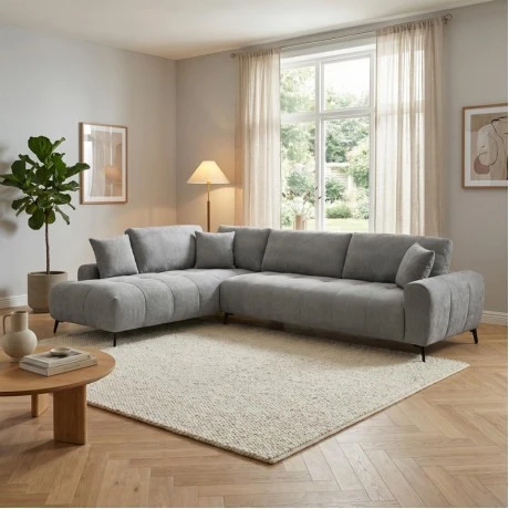 Corner sofa Veneto pakoworld left corner grey fabric 298x208x85cm