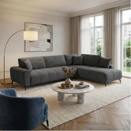 Corner sofa Veneto pakoworld right corner anthracite fabric 298x208x85cm