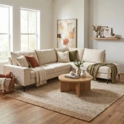 Left corner sofa Zenqua pakoworld beige fabric 291x233x90cm