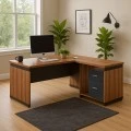 Reversible desk Oscar pakoworld melamine in walnut-charcoal shade 160x80x76cm