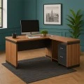 Reversible desk Oscar pakoworld melamine in walnut-charcoal shade 200x100x76cm