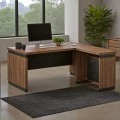 Reversible desk Oscar pakoworld melamine in walnut-charcoal shade 220x105x76cm