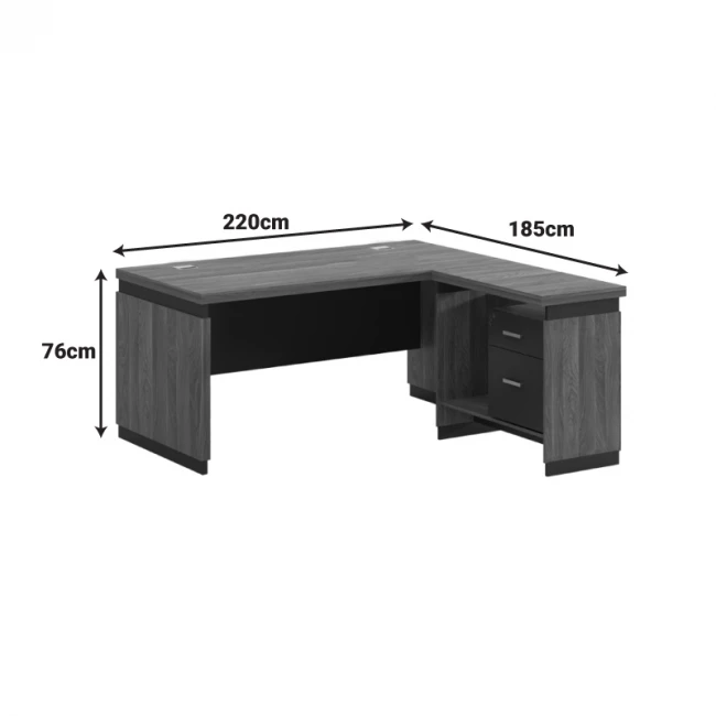 Γραφείο επαγγελματικό αναστρέψιμο Oscar pakoworld μελαμίνη σε καρυδί-ανθρακί απόχρωση 220x185x76εκ