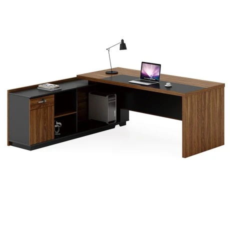 Professional left corner office desk Oscar pakoworld walnut-anthracite 220x180x76cm