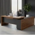 Left corner office desk Oscar pakoworld walnut-anthracite 200x180x76cm