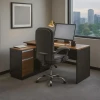 Desk with left corner Oscar pakoworld melamine in walnut-charcoal shade 140x120x76cm