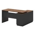 Desk with left corner Oscar pakoworld melamine in walnut-charcoal shade 140x120x76cm